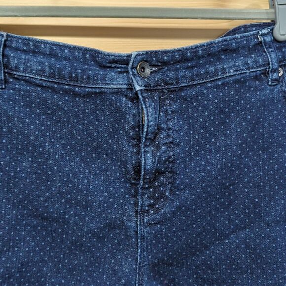 Lands' End Womens Shorts 24W Blue Polka Dot Cut Off Denim Shorts - Picture 3 of 12